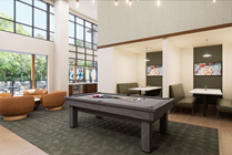 2-Story clubroom with gaming, entertainment, study space, and free coffee 